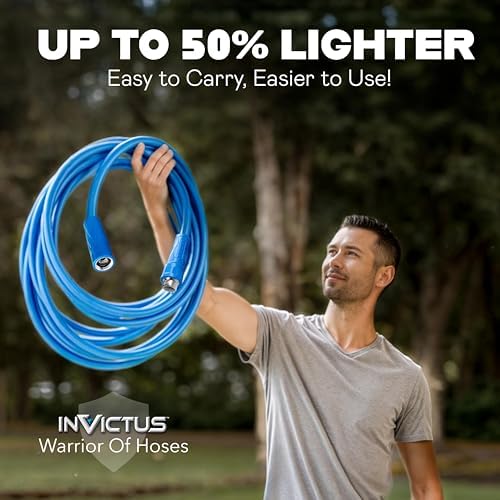 INVICTUS Garden Hose 50Ft x 5/8 in. Sprayer Nozzle Included, 2-Layer Heavy Duty Water Hose 50 Ft, Flexible, Lightweight, NON Expandable, Kink Resistant, Easy Connect Fittings - Image 2