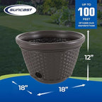 Suncast 2 Pack Decorative Wicker Garden Hose Holder Pot with 4 Drain Holes for 100 Foot Hoses, Java - Image 3