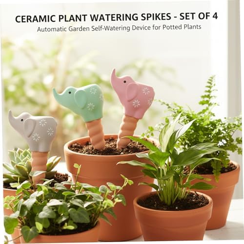 Self Watering Spikes 4-Pack Adorable Elephant Terracotta Watering Spikes for Indoor Plants Automatic Plant Waterer - Image 4