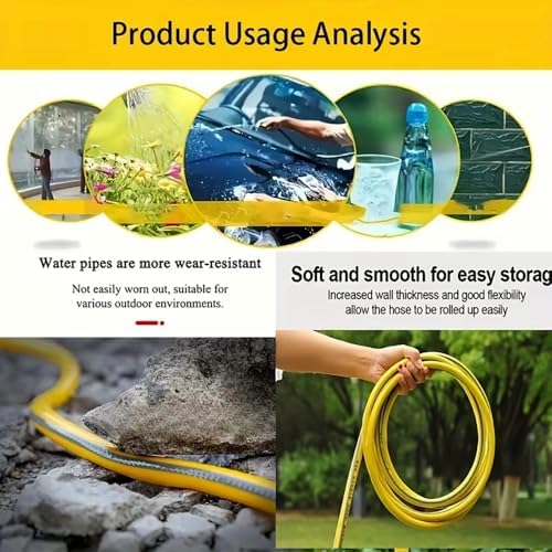 1/2" Diameter Flexible Rubber Water Hose, 5M 10M 15M 20M 30M Heavy Duty Garden Tubing, Leakproof Wear Resistant All-Weather Outdoor Watering Pipe, 1 Piece(5m) - Image 4