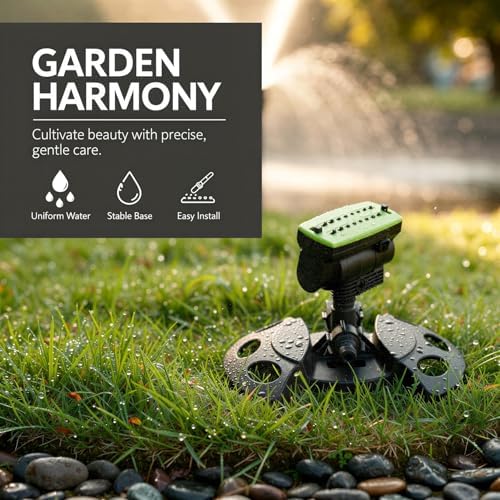 Turret-Shaped Oscillating Sprinkler, 16 Nozzle ABS Engineering Plastic Sprayer for Lawn and Garden, Adjustable Rotating Head for Even Coverage, 9.9 x 7.9 x 4.5 in Water Saving Irrigation - Image 5