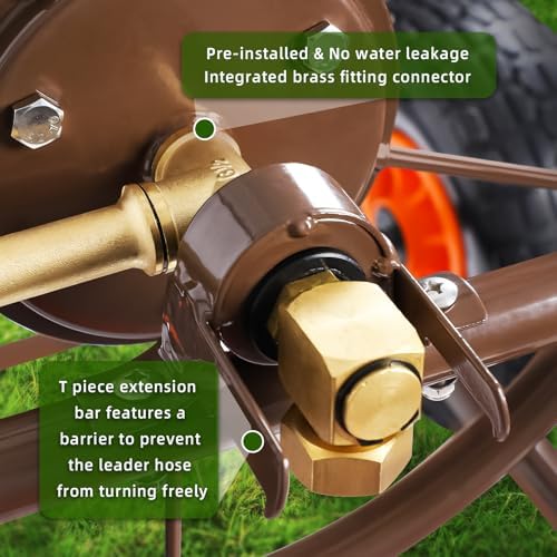 WERMAH Hose Reel Cart with Hose Guide, 4 Wheels Hose Cart, Holds 300ft 5/8" - Image 5
