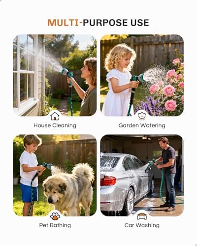 WELLUCK 100 FT Garden Hose - Ultra-Strong 3750D, Flexible Water Hose, Lightweight Non-Expanding hose with 10 Function Sprayer, Leak proof, Pressure Resistant for Yard, Outdoor - Image 5