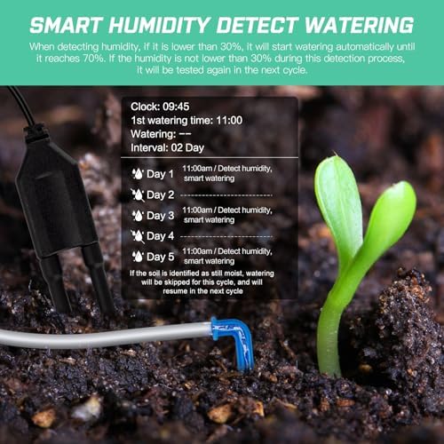Automatic Drip Irrigation System for Indoor Plants, 2026 Automatic Plant Waterer for 15 Potted Plants Watering with Anti-Siphon and Humidity Mode, Timer, Rechargeable Vacation Self-Watering Pump - Image 6