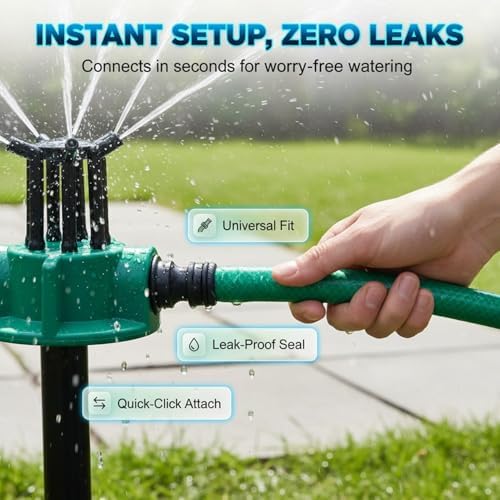 360°Coverage Precision Garden Irrigation Sprinkler, Adjustable Water Saving System Heavy Duty Spike Base, multidirectional lawn sprinkler Stable Rotating Water with Wide Coverage for Yard (3 PCS) - Image 6