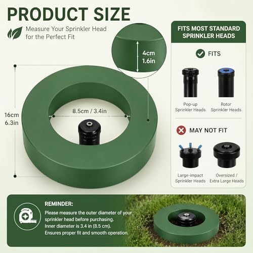 Yaomiao Sprinkler Donut Guards Sprinkler Head Protector for Lawn 6.3 Inch Diameter Green Donut Nylon Rings Reduce Damage from Cars and Lawn Mowers(4 Pieces) - Image 2
