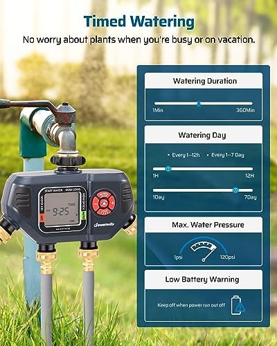 DEWENWILS Sprinkler Timer 4 Zone, with Rain Delay/Manual/AUTO Irrigation - Image 2