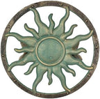 Zeckos Garden Hose Holder Sun 11.5 Inch Cast Iron Verdigris Bronze - Image 2