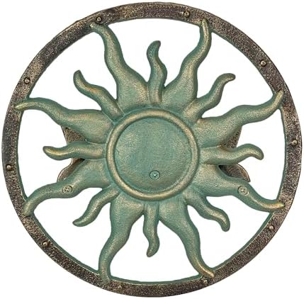 Zeckos Garden Hose Holder Sun 11.5 Inch Cast Iron Verdigris Bronze - Image 2