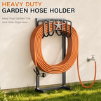 Garden Hose Holder, Heavy Duty Freestanding Metal Stand, 165FT Garden Hose Storage with 4-Spike Stable Base, Rustproof Water Hose Holder for Outdoor Yard Lawn Garden Black - Image 4