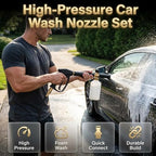 High Pressure Garden Hose Nozzle, Adjustable Pressure Washer Spray Gun for Hose, Universal 3/4-inch Power Jet Water Attachment with Foam Dispenser for Car Wash, Patio, Pets, No Electricity (Set C) - Image 6