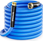 SPECILITE Hot/Cold Garden Water Hose 75 ftx 5/8 in, -50℉ To 190℉, Heavy Duty, Flexible, Burst 605 Psi, Lightweigh, Upgraded Rubber Pipe with 3/4" Brass Fittings For Backyard, Outdoor, Farm, Blue by SPECILITE