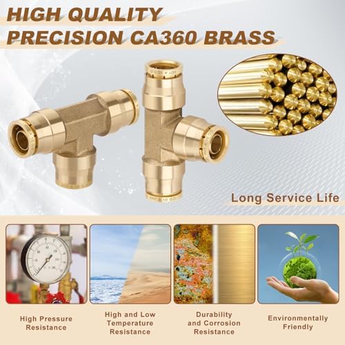 1/2" Brass Union Tee, DOT Approved 3-Way Air Line Connector 5PCS - Image 2