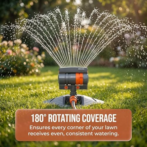 Upgraded 16-Nozzle Oscillating Sprinkler, Automatic Rocking Sprinkler, Turbo Orbit Mist Sprinklers System for Lawn Garden Yard Watering (Weight Base) - Image 2