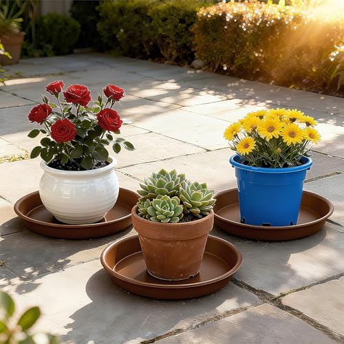 TITE Plant Saucer 16 inch,Heavy Large Planter Durable Thicker Plastic Plant Trays for Indoors and Outdoor,Plant Saucer Drip Trays,Brown (16 inch,Brown) Pack of 3 - Image 3