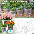 Self Watering Plant Pots, 4.3''/5.1''/6.6'', Transparent, 24 Pcs - Image 4