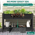 YITAHOME Raised Garden Bed HDPE, 47x18x31In Raised Flower Bed Poly-Wood Weather-Resistant Elevated Planter Box with Lockable Wheels & Storage Shelf for Vegetable Flower, Black - Image 2