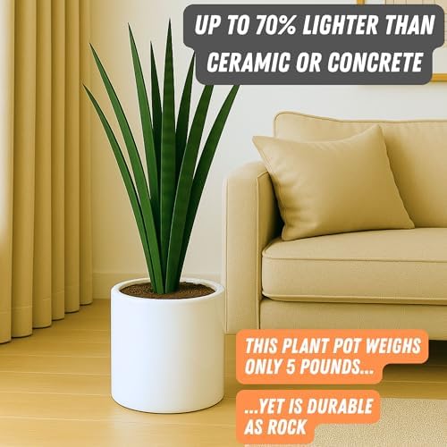 Fox & Fern Large Planter for Indoor or Outdoor, White Glossy, 10 Inch - Image 3