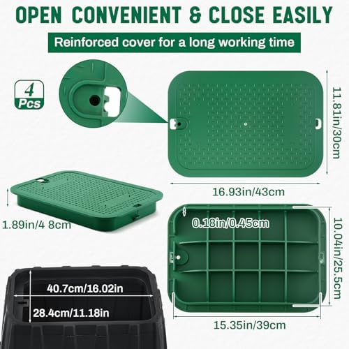 Wonderjune 4 Pcs 113c Series 12 x 17 Inch Irrigation Valve Box Cover Sprinkler Valve Covers for Outside - Image 2