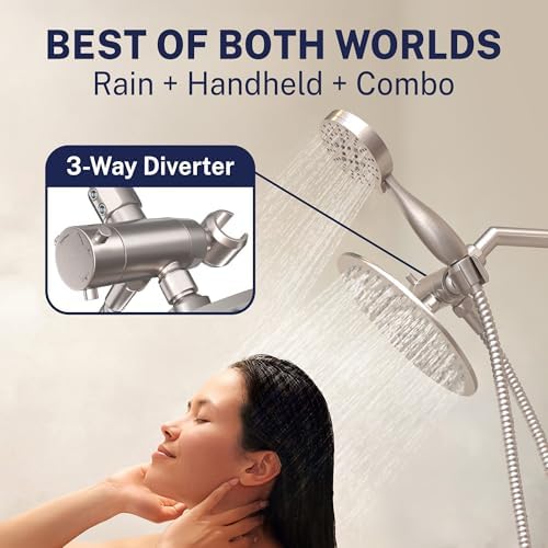 HammerHead Metal Dual Shower Head Combo With 3-Spray Handheld and Rainfall - Image 3