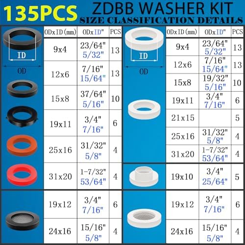 ZDBB 1395PCS 24 Size O Ring Kit+16 Size Rubber Washers Assortment Kit for Plumbing Faucet Water Pipe Garden Hose Washers Shower Heads Gasket Repair and Air or Gas Connections - Image 7