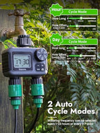 Insoma 2 Zone Water Timer, Programmable Irrigation Sprinkler Timer for Garden Hose, Outdoor Hose Faucet Timers with Rain Delay/Manual/Auto Modes, IPX5 Waterproof for Drip System & Lawn - Image 3