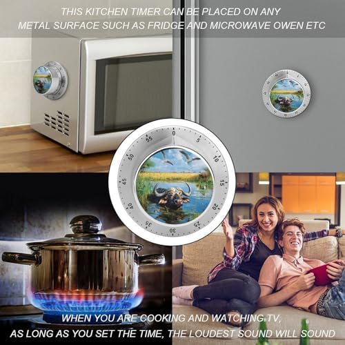 African Buffalo in Water Funny Timer 60 Minute Mechanical Clock Management Timers for Kitchen Work Training - Image 4