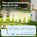 Misters for Outside Patio 75FT/23M, Pre-Assembled Misting Cooling System with 23 Brass Nozzles & 3/4" Adapter, Outdoor Mister for Backyard, Garden, Greenhouse, Chicken Coop, Dog House - Image 2