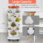 VECELO 7 Tier Vertical Garden Planter, Self Watering Stackable Planters with Wheels for Strawberries, Herbs, Flowers, Vegetables, White - Image 5
