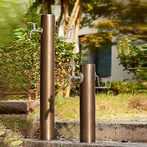 Floor Mounted Faucet Outdoor Water Pipe Vertical Fountain Irrigation Column,Stainless Steel Freestanding Outdoor Water Column with Faucet, 50cm Hose Stand, Frost Free & Antifreeze, Retro Gar - Image 5