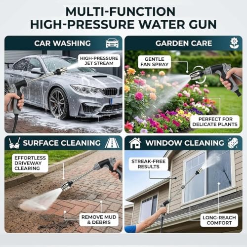 Power Blas Plus Pressure Washer, Adjustable High-Pressure Hose Nozzle for Car Washing, Garden Watering and Outdoor Cleaning, Plastic 3-Way Connector - Image 4