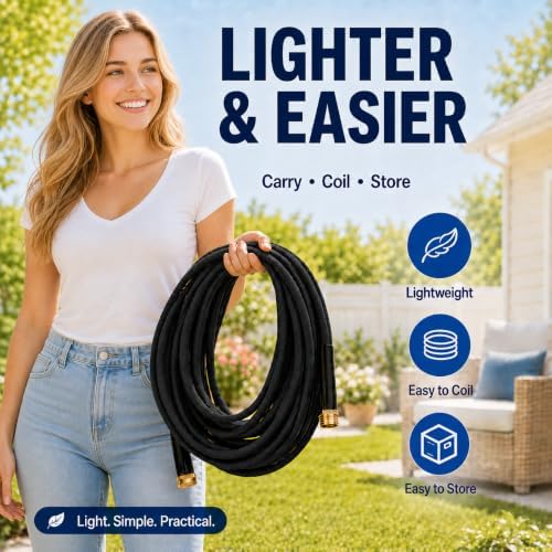 50FT Garden Hose, 5/8-Inch Flat Ultra Lightweight Flexible & Kink Free - Image 2