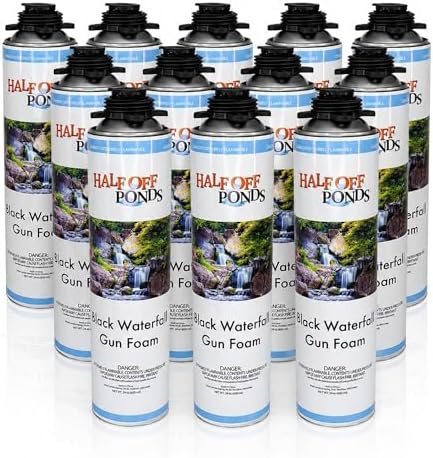 Half Off Ponds Waterfall Gun Foam, Black Expanding Sealant, 12-Pack by HALFOFFPONDS