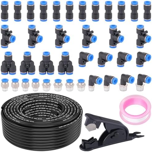 100FT 1/4" DOT Air Line with 40 Pcs Quick Connect Air Line Fittings by XaXmTee