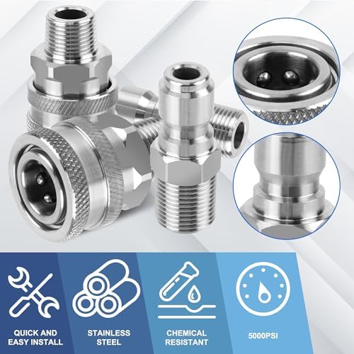 8Pcs 3/8" Stainless Steel Quick Connect Male Pressure Washer - Image 2