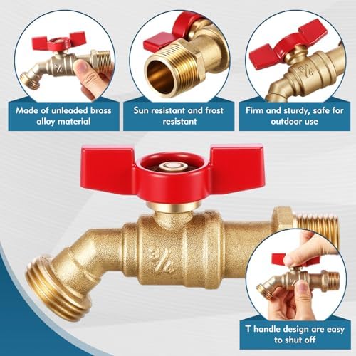 VIHOSE 10 Pack Brass Hose Bib 3/4" Mip X 3/4" Mht, Red Spigot - Image 2