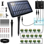 Vacation Plant Waterer, Solar Drip Irrigation System for 15 Pots with Auto Watering While Away on Trip or Business, 49FT Hose, Low Water Buzzer & Split Panel, for Garden Balcony Greenhouse by Unknown
