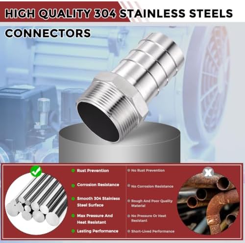 4pcs Stainless Steel Hose Barb Fittings 40mm Barb to 1-1/2" NPT Male - Image 4