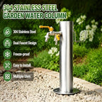Stainless Steel Outdoor Water Column with Double Faucet, Freestanding Garden Water Column for Hose Connection, Outdoor Vertical Garden Water Column with Hose Holder for Patio, Irrigation - Image 2