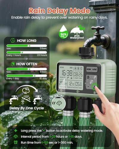 3 Zone Sprinkler Timer, Programmable Water Timer for Garden Hose - Image 4