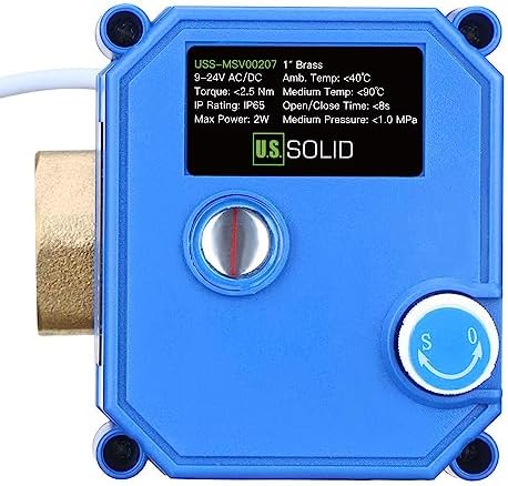U.S. Solid 1 in Brass Motorized Ball Valve, Standard Port, 9-24 V AC/DC, 3-Wire Latching Self-Hold, Manual Override, Position Indicator - Image 4