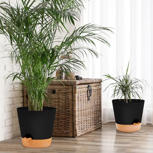 GARDIFE 10/9/8 inch Plant pots, planters for Indoor Plants, self Watering Plant Pot, Flower pots, Black - Image 3