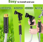 Garden Hose Metal 100FT, Stainless Steel Heavy Duty Water Hose With 10 Function Nozzle, No-Kink, Tough & Flexible, Sturdy and Lightweight, Rust Proof for Yard, Outdoor, RV - Image 6