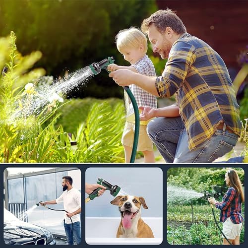 Expandable Garden Hose 50 ft with 10 Function Nozzle Sprayer, Lightweight & No-Kink Flexible Water Hose with Durable Latex Core & Solid Brass Fittings, 50ft Retractable Stretch Hose (DarkGreen) - Image 7