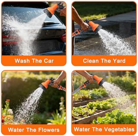 Retractable Garden Hose Reel, Wall Mounted Hose Reel Heavy Duty Garden Hose Reel for Outside, with 8 Patterns Nozzle, 10 Patterns Watering Wand, 180°Swivel Bracket, Any Length Lock - Image 6