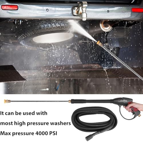 Brass Power Washer Gun and Hose Kit, Pressure Washer Gun with Replacement Wand Extension, 25 FT Power Washer Hose, 5 Nozzle Tips, M22 Fitting, 40 Inch Adjustable Length, 4000 PSI - Image 3