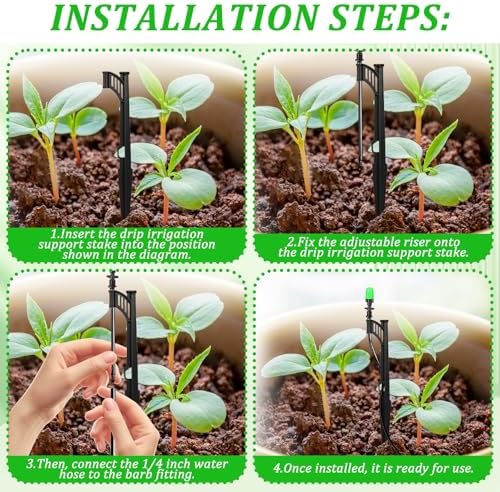 100 Pcs 12.8" Irrigation Drip Support Stakes 1/4 Inch Drip Irrigation Stakes for 1/4 Inch Drip Irrigation Tubing Hose Holder Drip Irrigation Support Stakes for Gardens Irrigation Supplies - Image 4