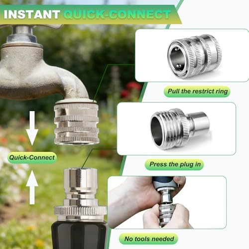 5 Sets 3/4 GHT Stainless Steel Garden Hose Quick Connect Fittings Set - Image 5