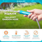 Aqua Joe Xtreme FiberJacket Garden Hose, Lightweight and Kink-Resistant, Durable Fabric Hose with Metal Fittings, 600 PSI Max, 50' x 1/2" Diameter - Image 2