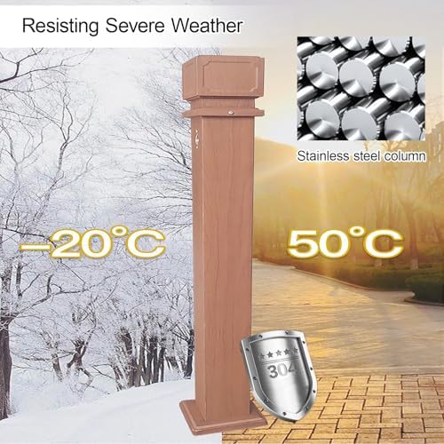 Woodgrain Water Dispenser Hydrant - 304 Stainless Steel Vertical Garden Hose Stand with Faucet, 60cm/23.6in - Ideal for Outdoor, Patio, and Garden Use - Image 3